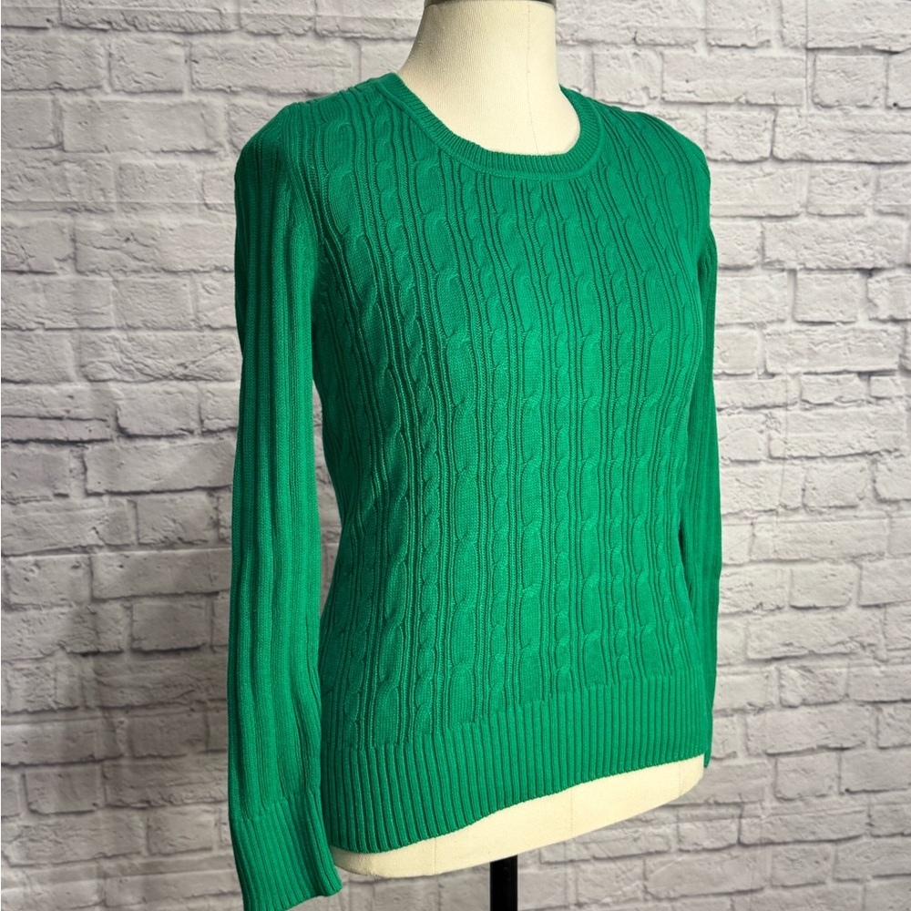 2000s Emerald Green Cable Knit Women's Sweater